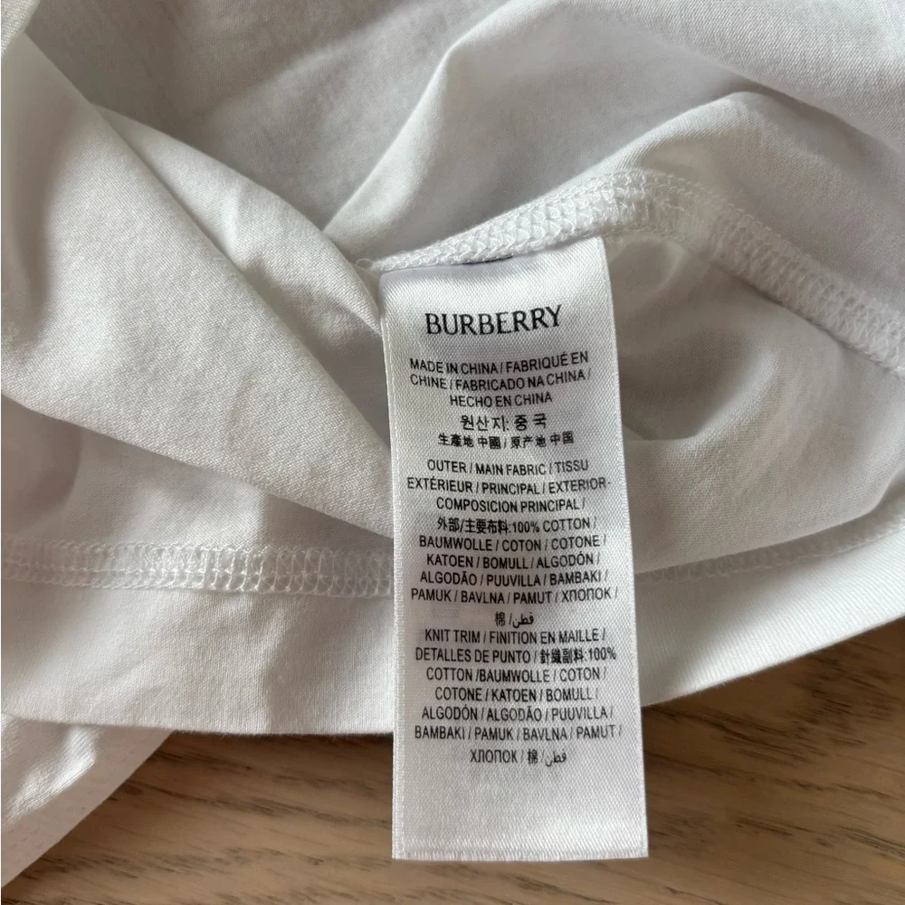 Burberry Men’s White Cotton T-shirt In Size L - Picture 5 of 5